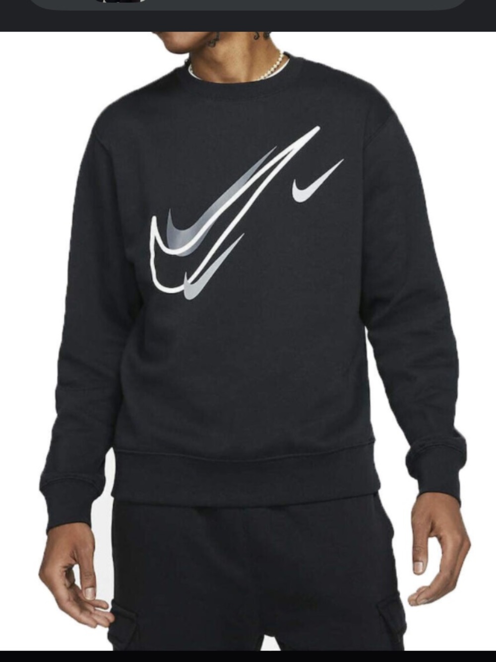 PICK ANY 3 ITEMS FOR $10 - Nike Men's Black Sweatshirt with Dual Swoosh Graphic
